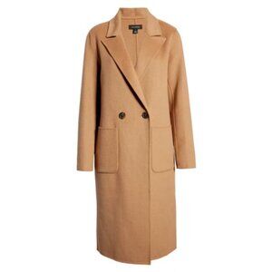Halogen Double Face Wool Coat Camel Longline Jacket Small